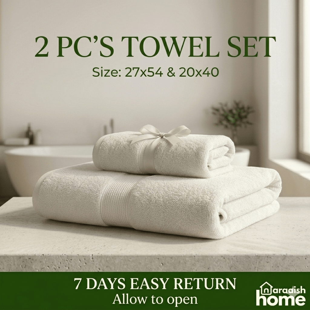 2 Pc's Bath Towels set Authentic Hotel and Spa Turkish Cotton White Towel Set