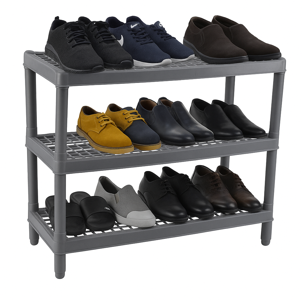 Home & Office Multipurpose Plastic Rack / Room Organizer Home & Office Multipurpose Plastic Rack /Multi-Purpose 3 | 4 | 5 | Layer Plastic Shoe Rack – Gray & Brown