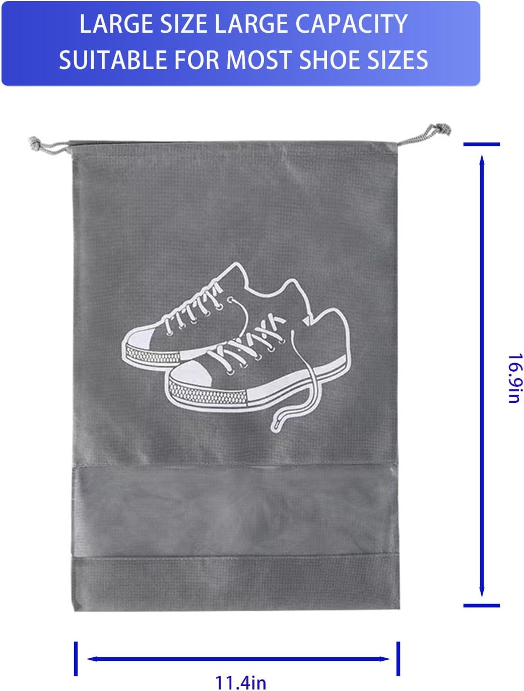 “Different Pack Grey Shoe Bags for Travel – Thickened and Dustproof”
