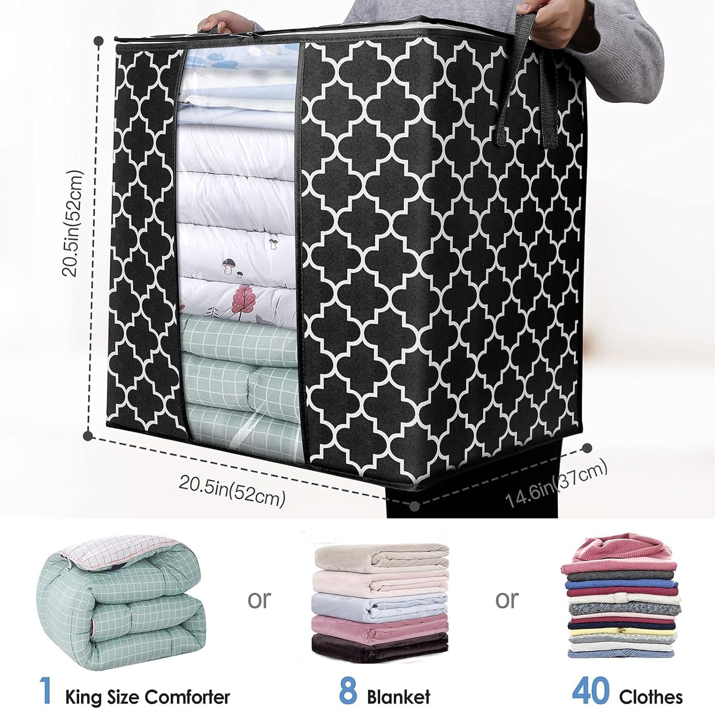 Printed Fabric Storage Bags (With Daisy Pattern)