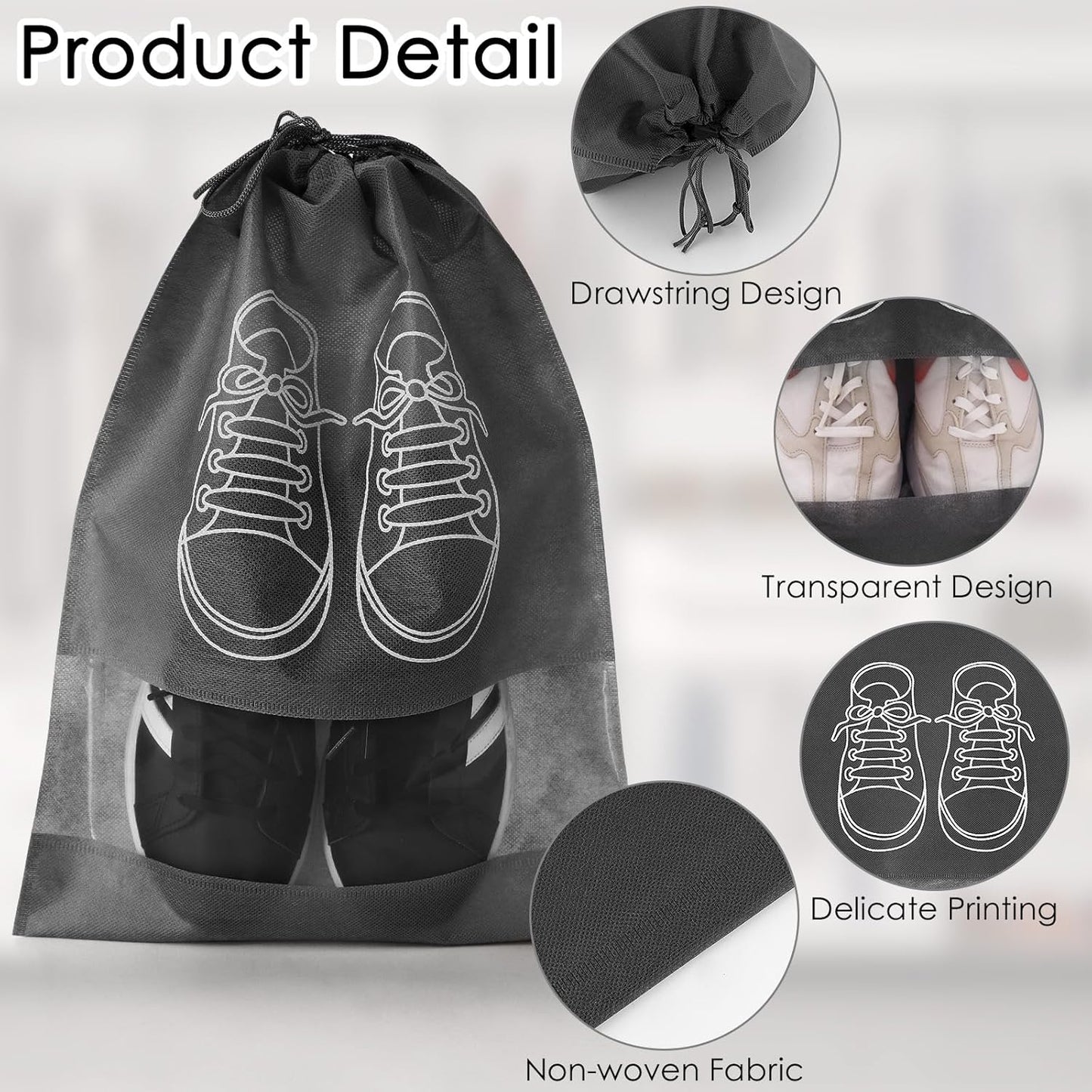 “Different Pack Grey Shoe Bags for Travel – Thickened and Dustproof”