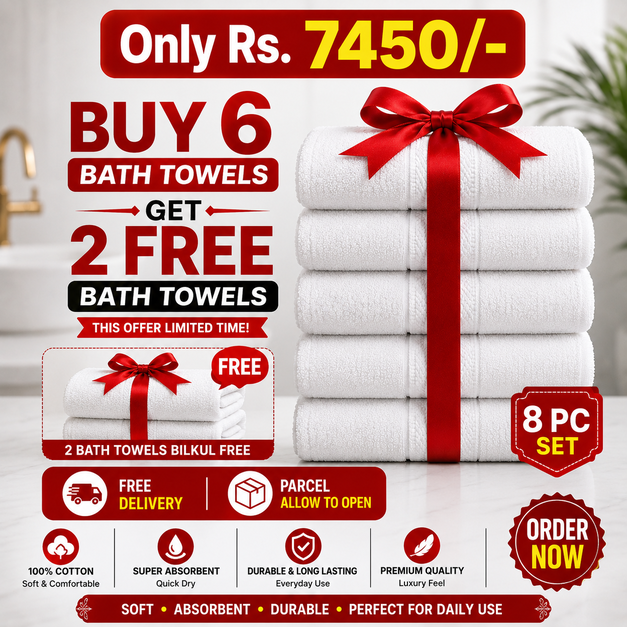 Buy 3 Bath Towels Get 1 Bath Towel Free for Daily Use 27x54 inches | Free Delivery