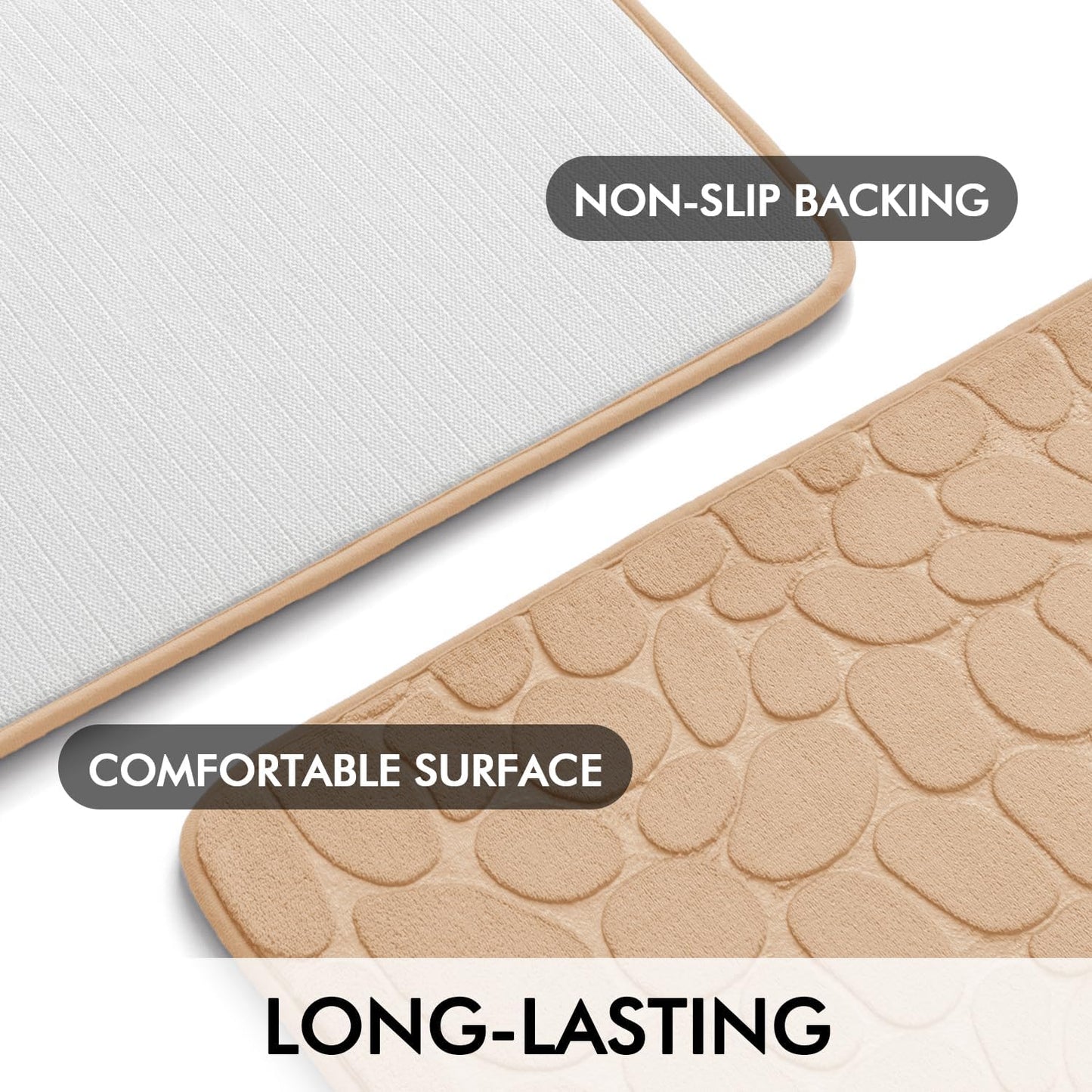 Pack of 2 Bathroom Rugs, Flannel Comfortable Non-slip Bath Mat Bathroom Carpet Super Absorbent Soft Shower Rug (40 * 60 cm)