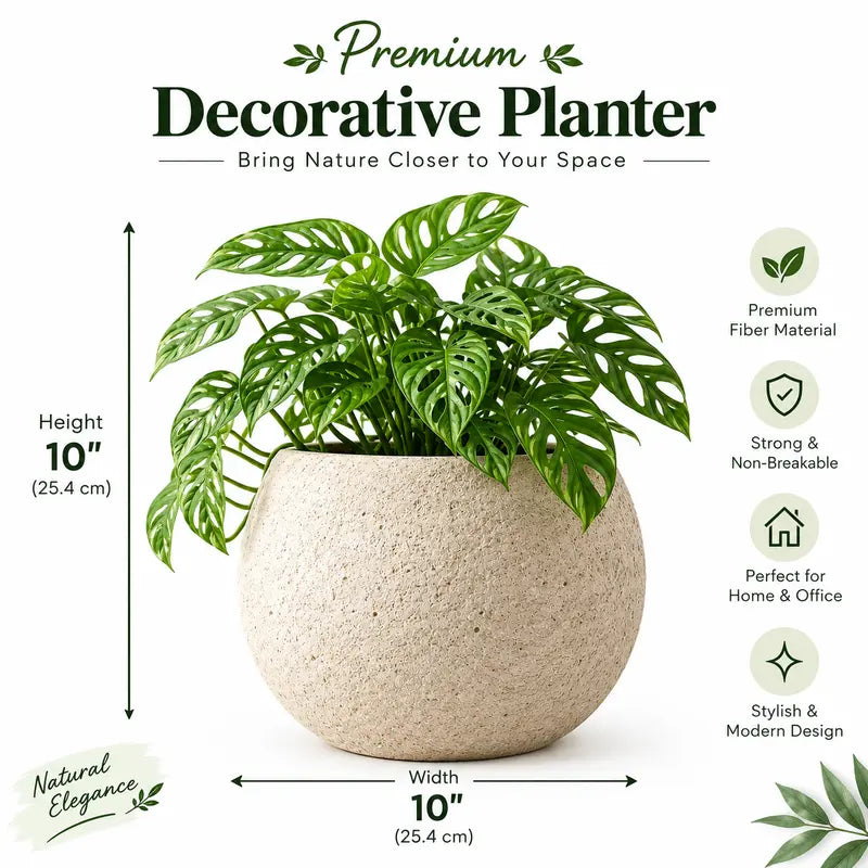 Xtra Large Round Textured Fiber Planter