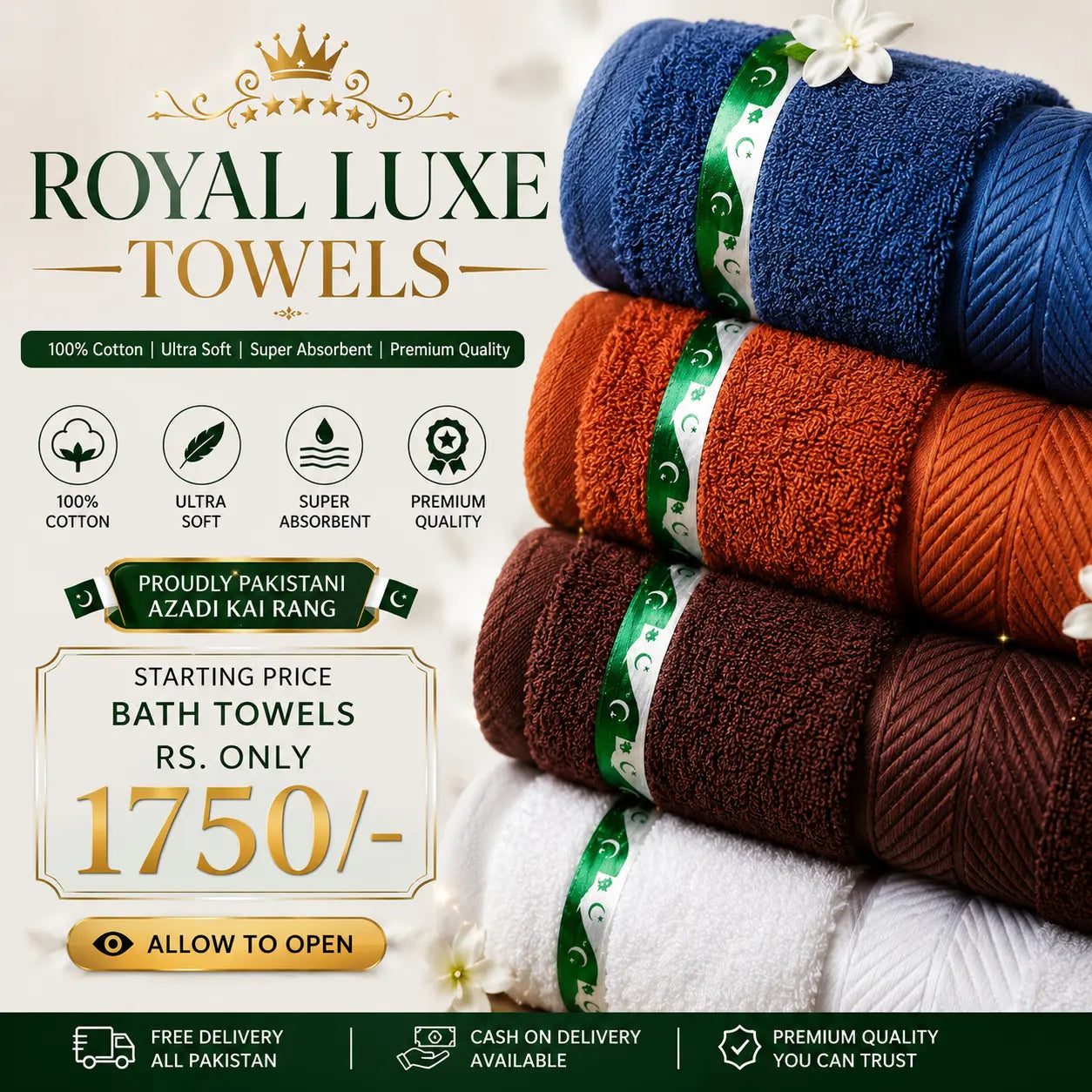 ROYAL LUXE TOWELS 100% Cotton | Ultra Soft | Super Absorbent | Premium Quality