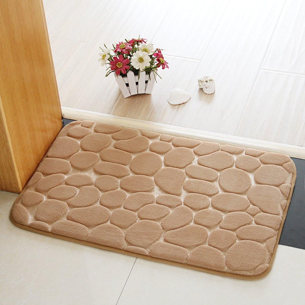 Pack of 2 Bathroom Rugs, Flannel Comfortable Non-slip Bath Mat Bathroom Carpet Super Absorbent Soft Shower Rug (40 * 60 cm)