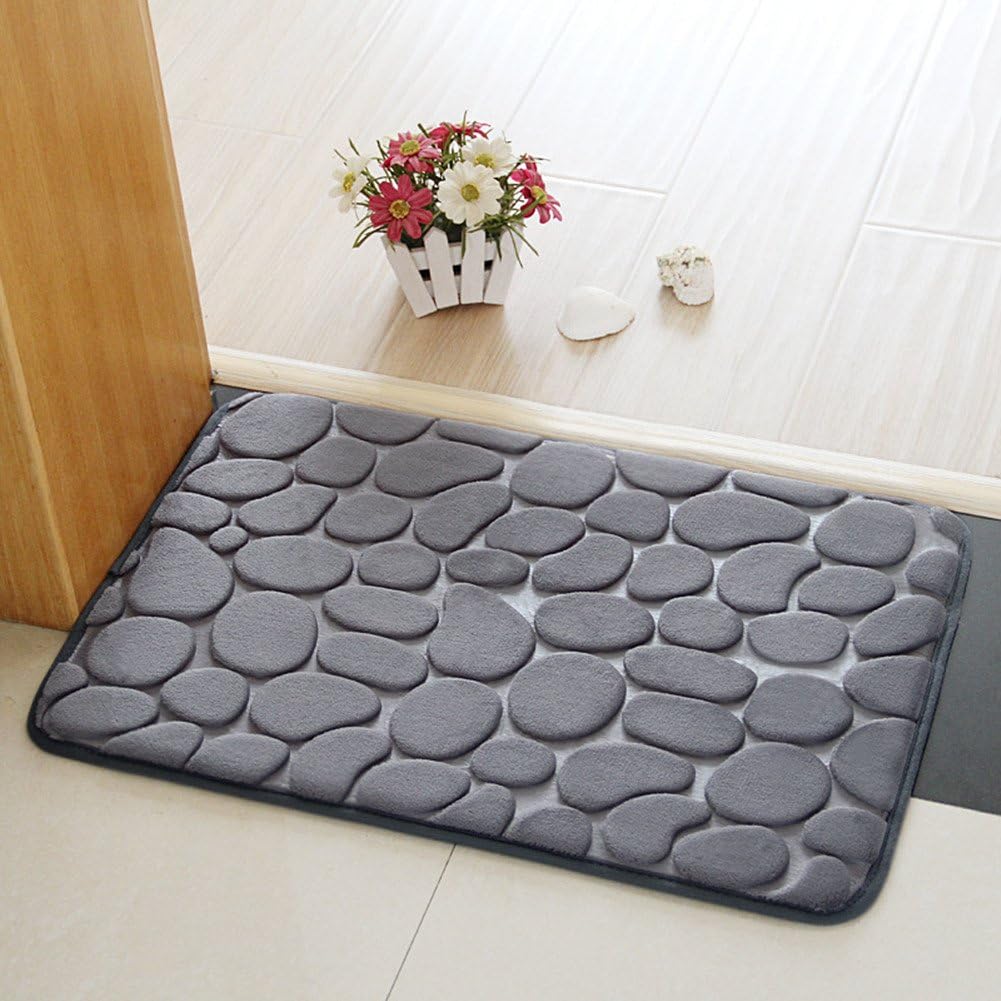 Pack of 2 Bathroom Rugs, Flannel Comfortable Non-slip Bath Mat Bathroom Carpet Super Absorbent Soft Shower Rug (40 * 60 cm)