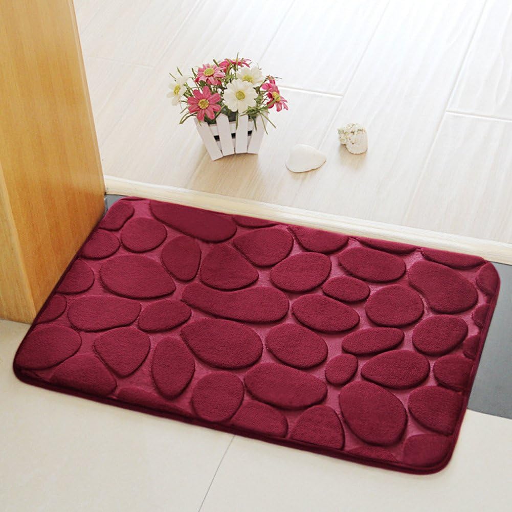 Pack of 2 Bathroom Rugs, Flannel Comfortable Non-slip Bath Mat Bathroom Carpet Super Absorbent Soft Shower Rug (40 * 60 cm)