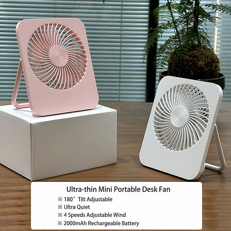 Desk Fan Portable Fan USB Rechargeable Fan 3 Speeds Adjustable 180 degrees Desktop Random colors