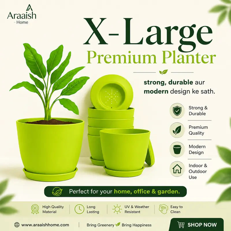 Extra Large Plant Pots for Indoor/Outdoor Use with Drainage. Available in Multi-Packs and Seven Vibrant Colors