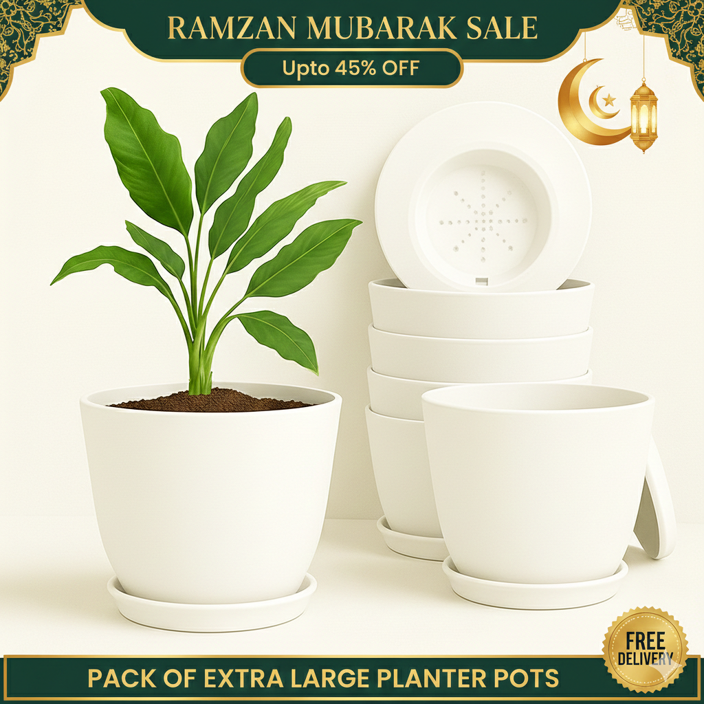 Extra Large Plant Pots, Drainage, Perfect for Indoor Planters - 08 Colours Available