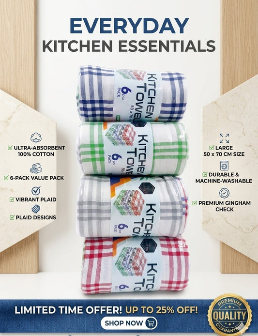 Kitchen Towels, Set of 12 Kitchen Dish Towels - Ultra Absorbant Dish Towels for Kitchen, Cotton Hand Towels for Kitchen, High Absorbent Drying Towels for Dishes, Dishcloth Set