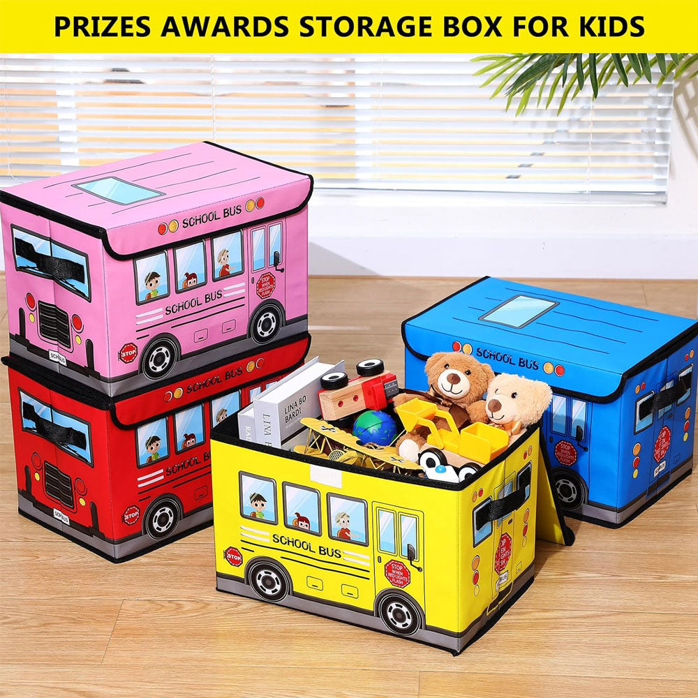 School Bus-Shaped Storage Boxes 4 PCS