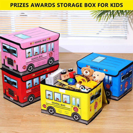 School Bus-Shaped Storage Boxes 4 PCS