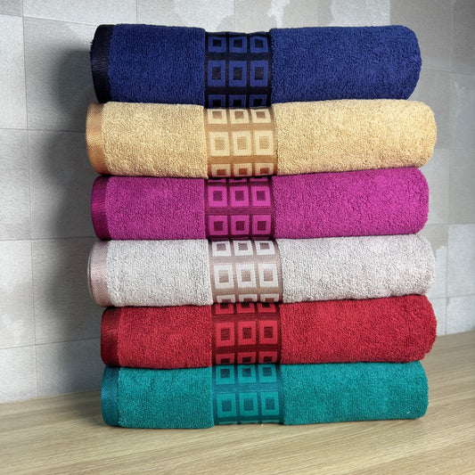 Square Fancy Border Bath Towels 27 x 54 Inches