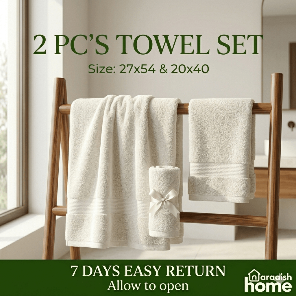 2 Pc's Bath Towels set Authentic Hotel and Spa Turkish Cotton  White Towel Set