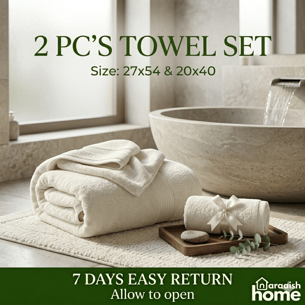 2 Pc's Bath Towels set Authentic Hotel and Spa Turkish Cotton  White Towel Set