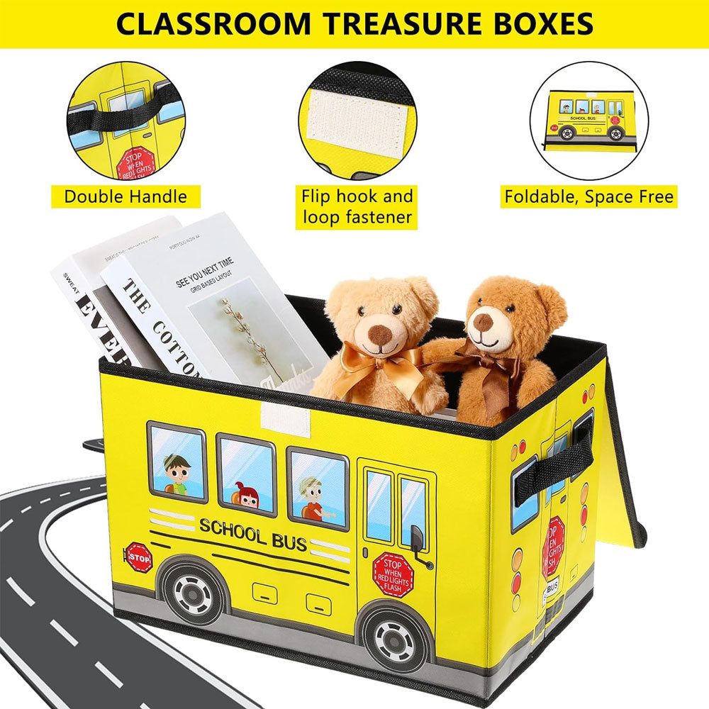 School Bus-Shaped Storage Boxes 4 PCS