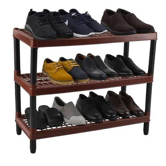 Home & Office Multipurpose Plastic Rack / Room Organizer Home & Office Multipurpose Plastic Rack /Multi-Purpose 3 | 4 | 5 | Layer Plastic Shoe Rack – Gray & Brown