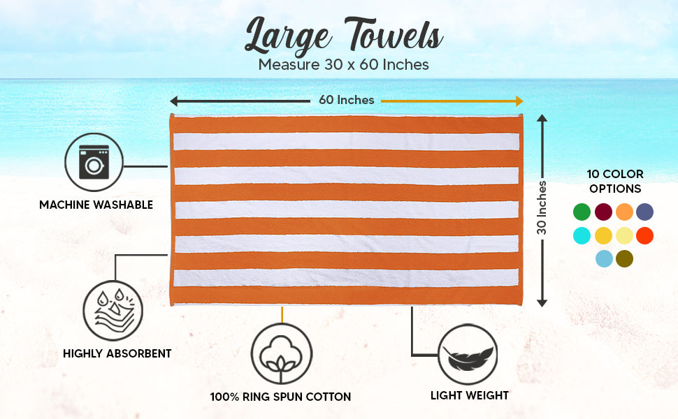 Cabana Stripe Beach & Pool Towels (30 X 60 Inches / MultiColor)