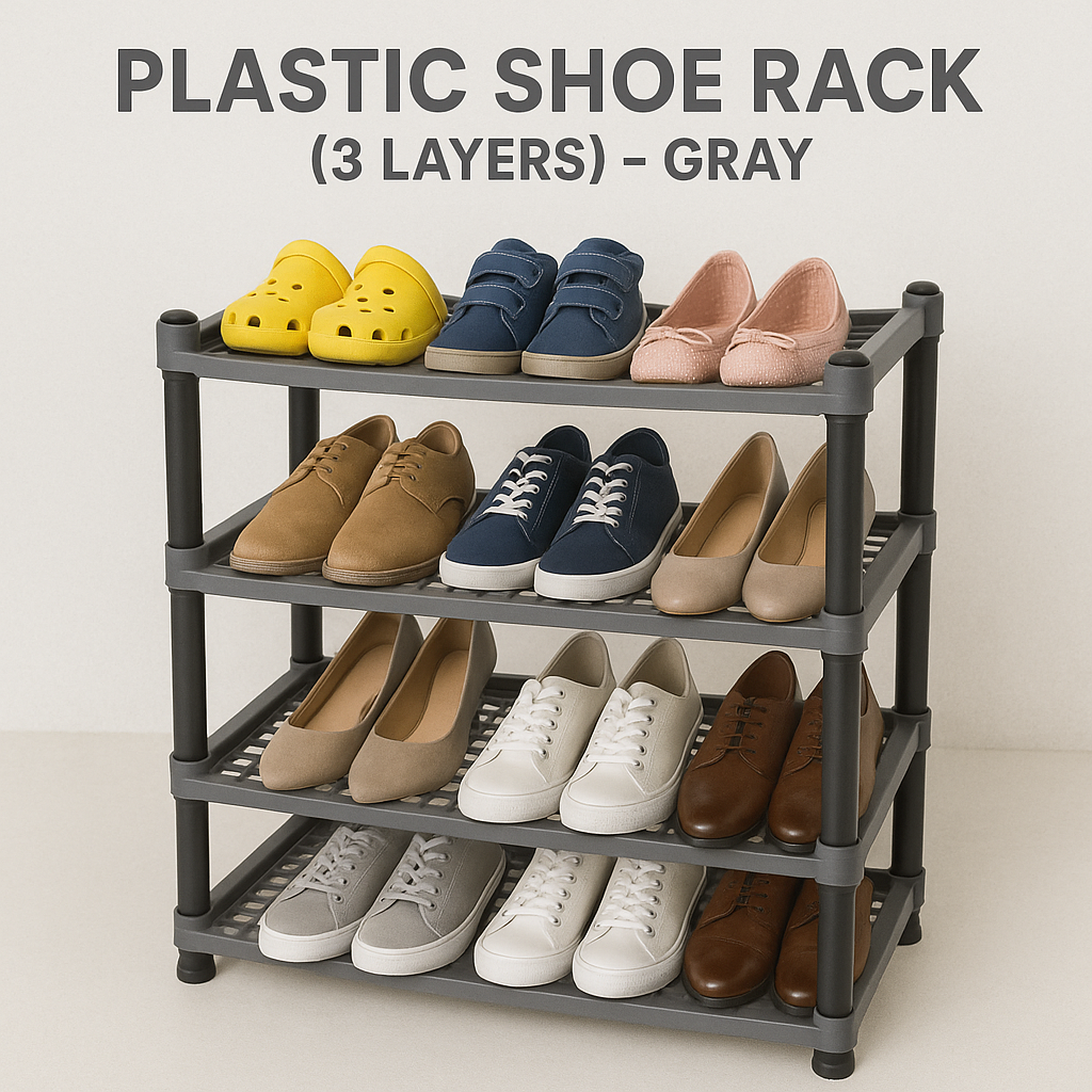 Home & Office Multipurpose Plastic Rack / Room Organizer Home & Office Multipurpose Plastic Rack /Multi-Purpose 3 | 4 | 5 | Layer Plastic Shoe Rack – Gray & Brown