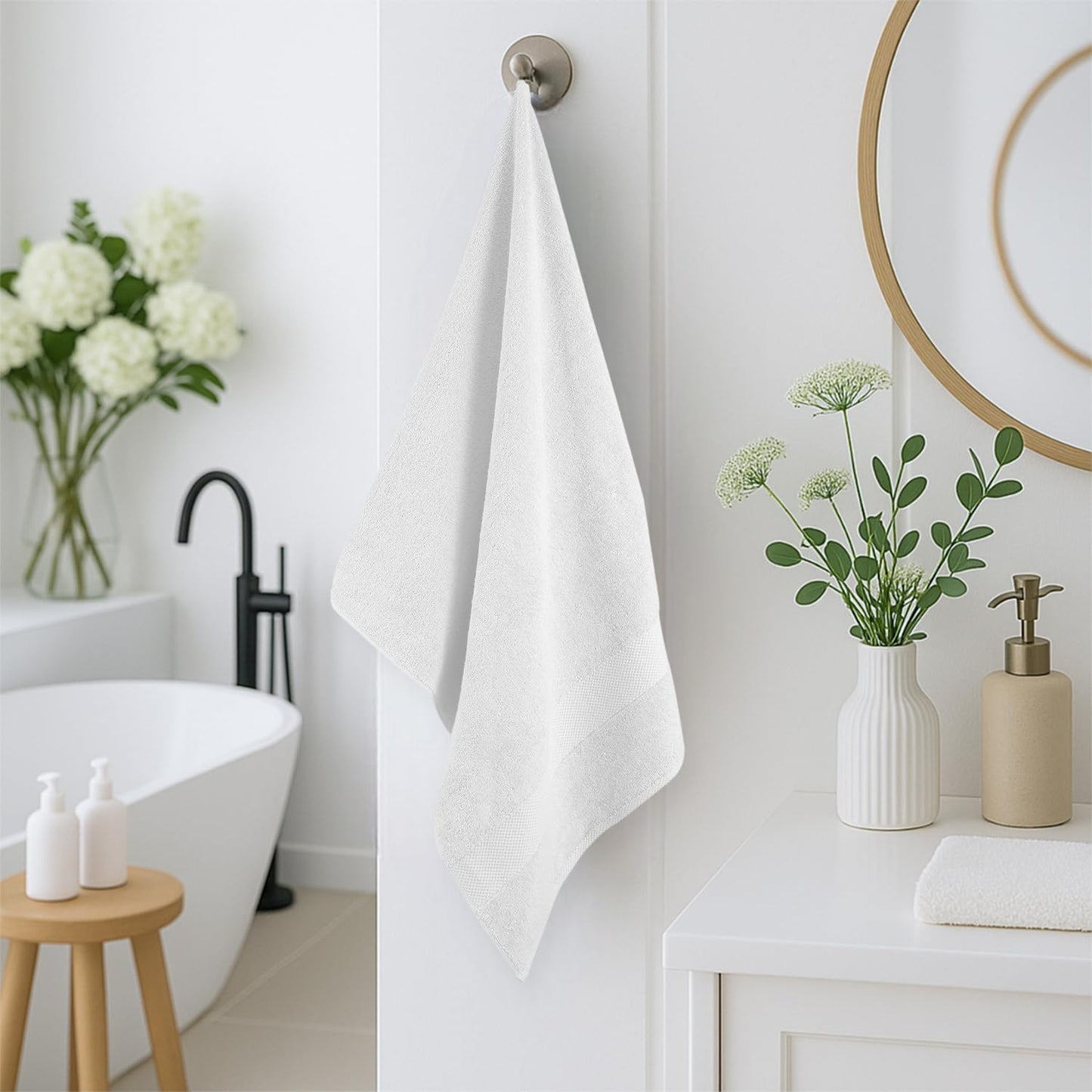White Bath Towel, Hand Towel Sizes 20x40 | 27x54 | 40x60 inches – 500 GSM Cotton White Towel