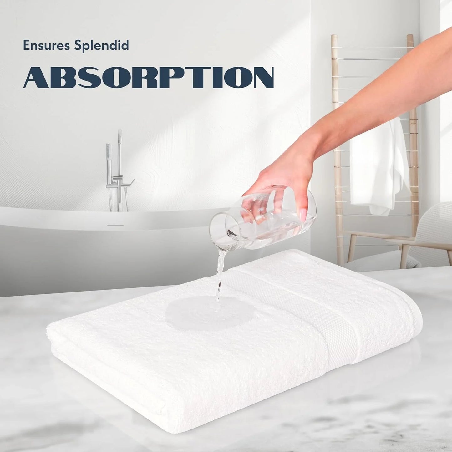 White Classic Luxury Bath Towels Set of 4 Large - 500 GSM Turkish Cotton Ultra Soft Bath Towels 27x54 | Highly Absorbent and Quick Dry | Hotel Towels for Bathroom Luxury, Plush Shower Towels, White
