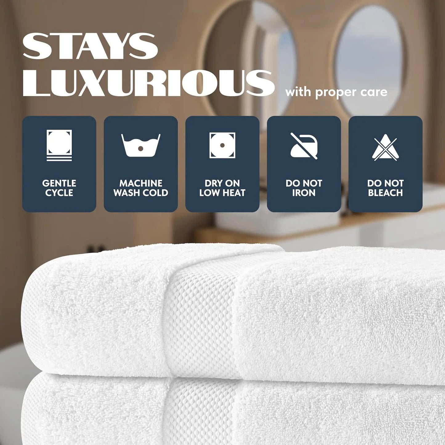 White Classic Luxury Bath Towels Set of 4 Large - 500 GSM Turkish Cotton Ultra Soft Bath Towels 27x54 | Highly Absorbent and Quick Dry | Hotel Towels for Bathroom Luxury, Plush Shower Towels, White