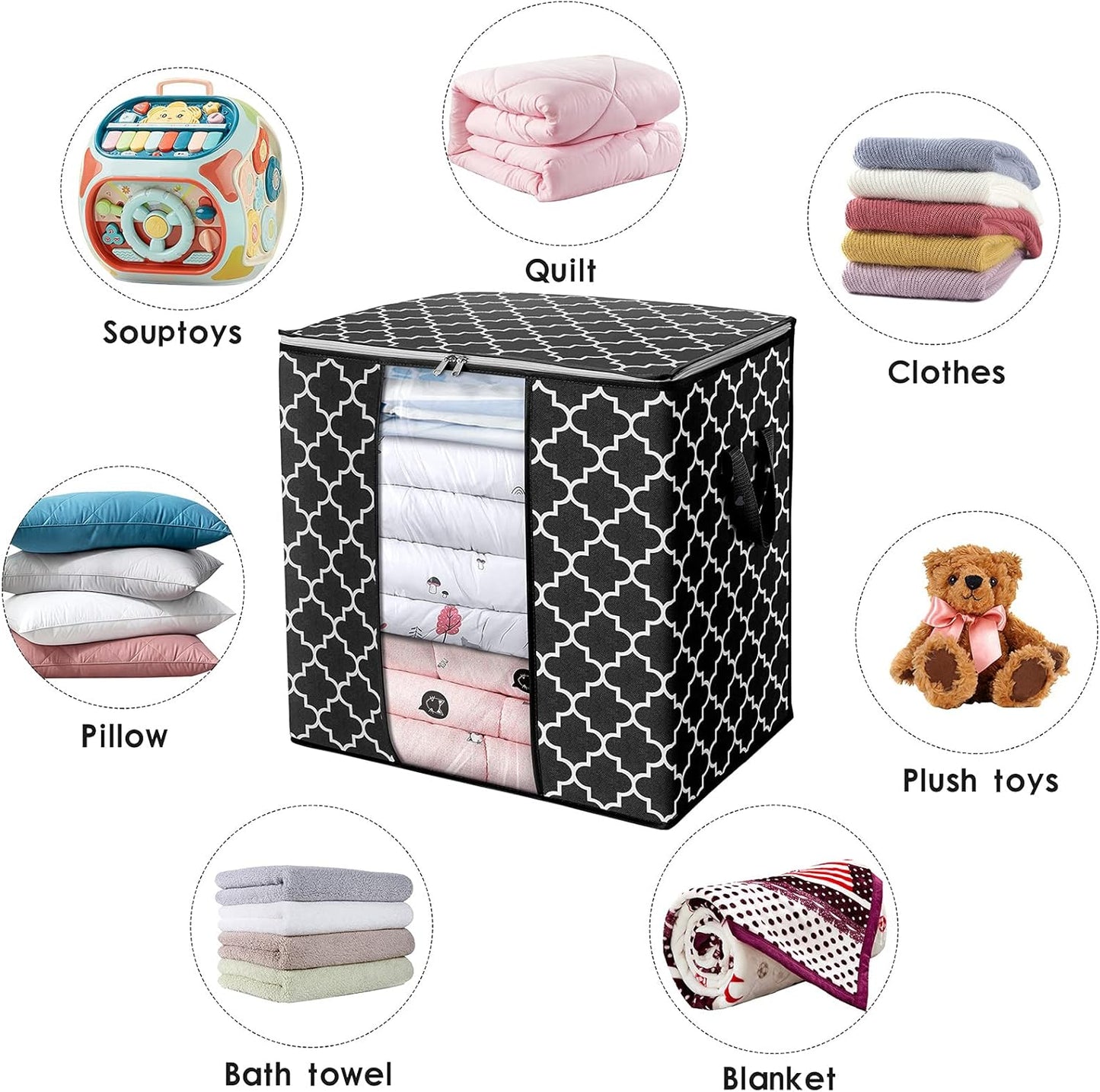 Printed Fabric Storage Bags (With Daisy Pattern)