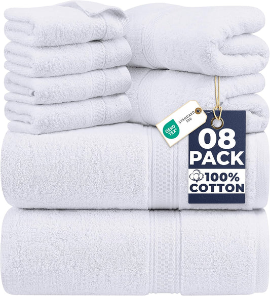 White Bath Towel, Hand Towel Sizes 20x40 | 27x54 | 40x60 inches – 500 GSM Cotton White Towel