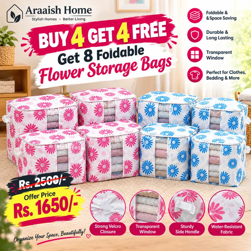 Buy 4 Get 4 Free | Get 20% OFF!  🌸 8 Floral Storage Bags — Order Today!
