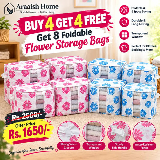 Buy 4 Get 4 Free | Get 20% OFF!  🌸 8 Floral Storage Bags — Order Today!