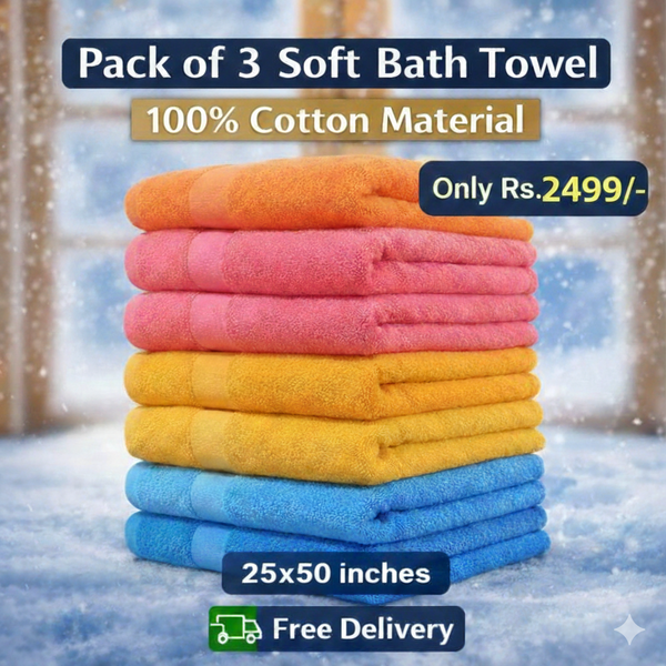 Combo Pack of 6 Soft Bath Towel  100% Cotton Material | Free Delivery