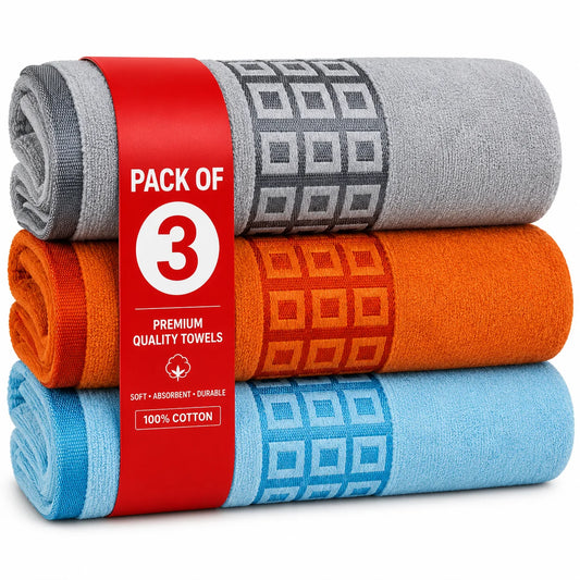 Pack of 3 Premium Quality Bath Towels – Perfect for Home, Hotel &amp; Daily Use