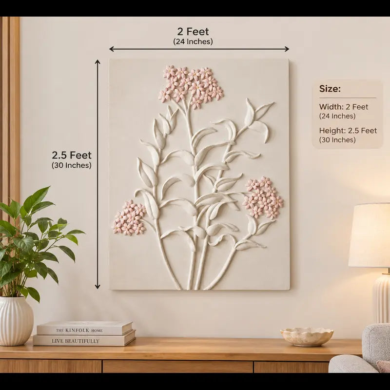 3D Floral Fiber Wall Art – Non-Breakable Decorative Panel