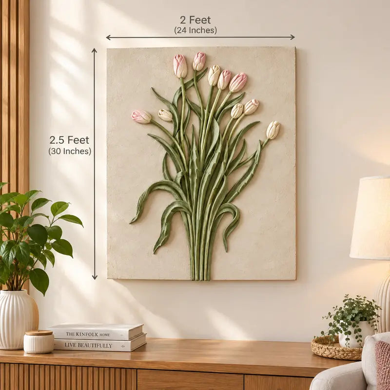 3D Floral Fiber Wall Art – Non-Breakable Decorative Panel