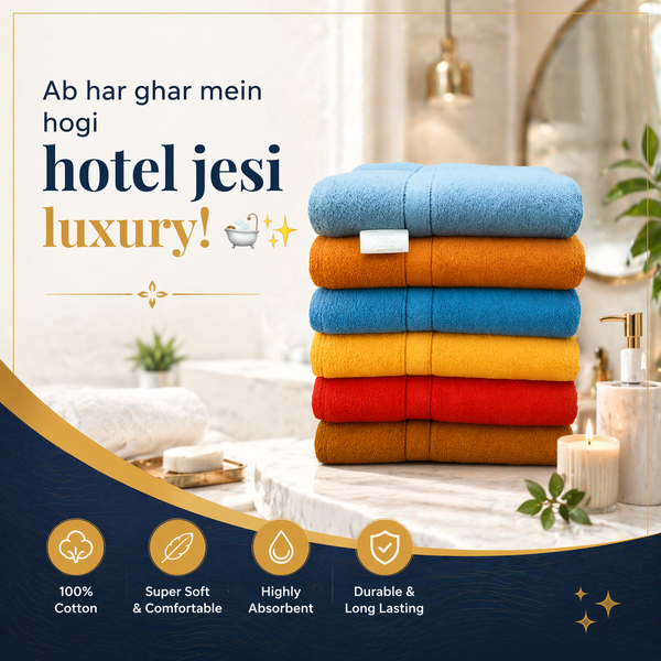 Extra Soft Premium Egyptian Cotton Bath Towel 27×54 – Highly Absorbent, Multicolor, Fine Fiber