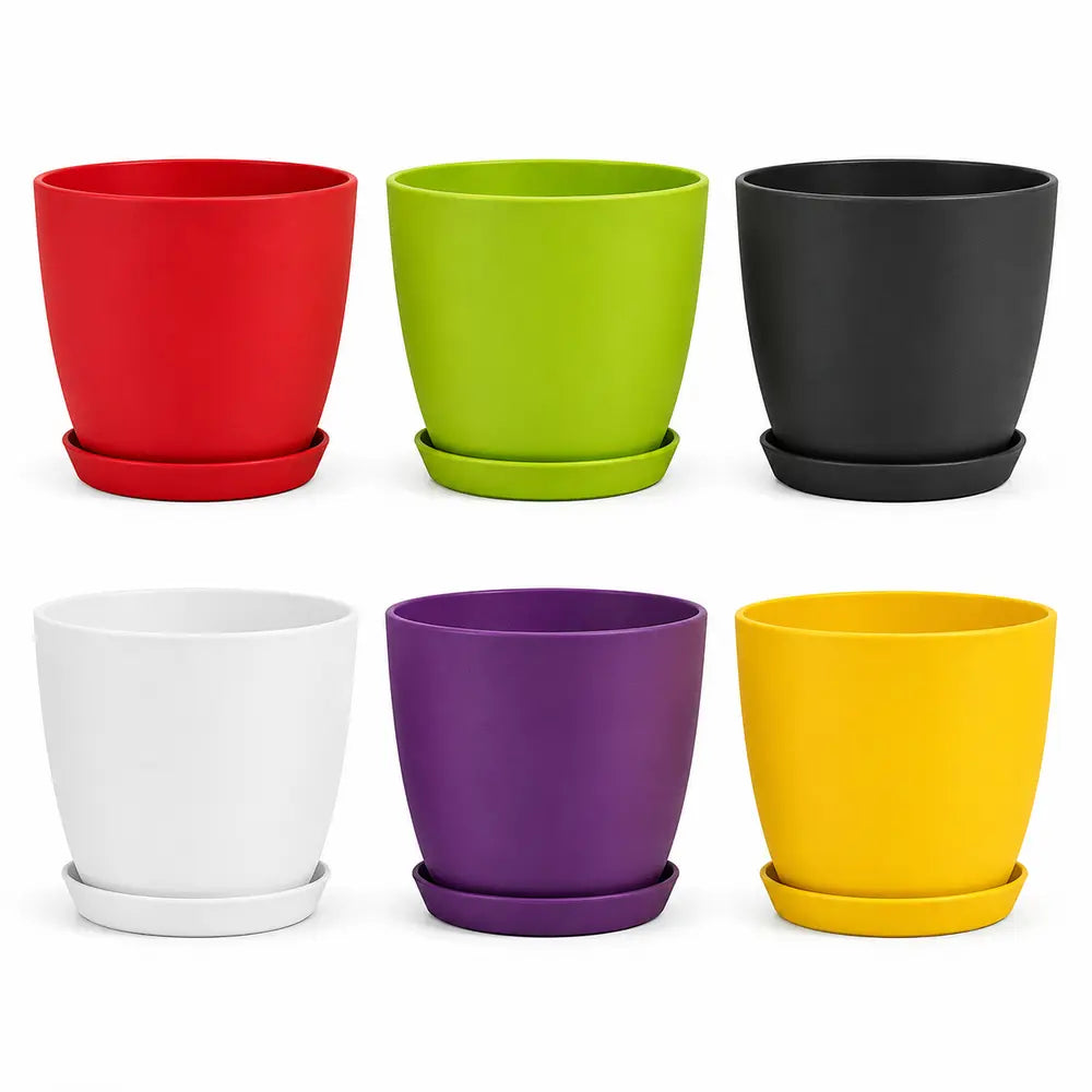 Pack of 6 Extra Large Plant Pots for Indoor/Outdoor Use with Drainage. Available in Multi