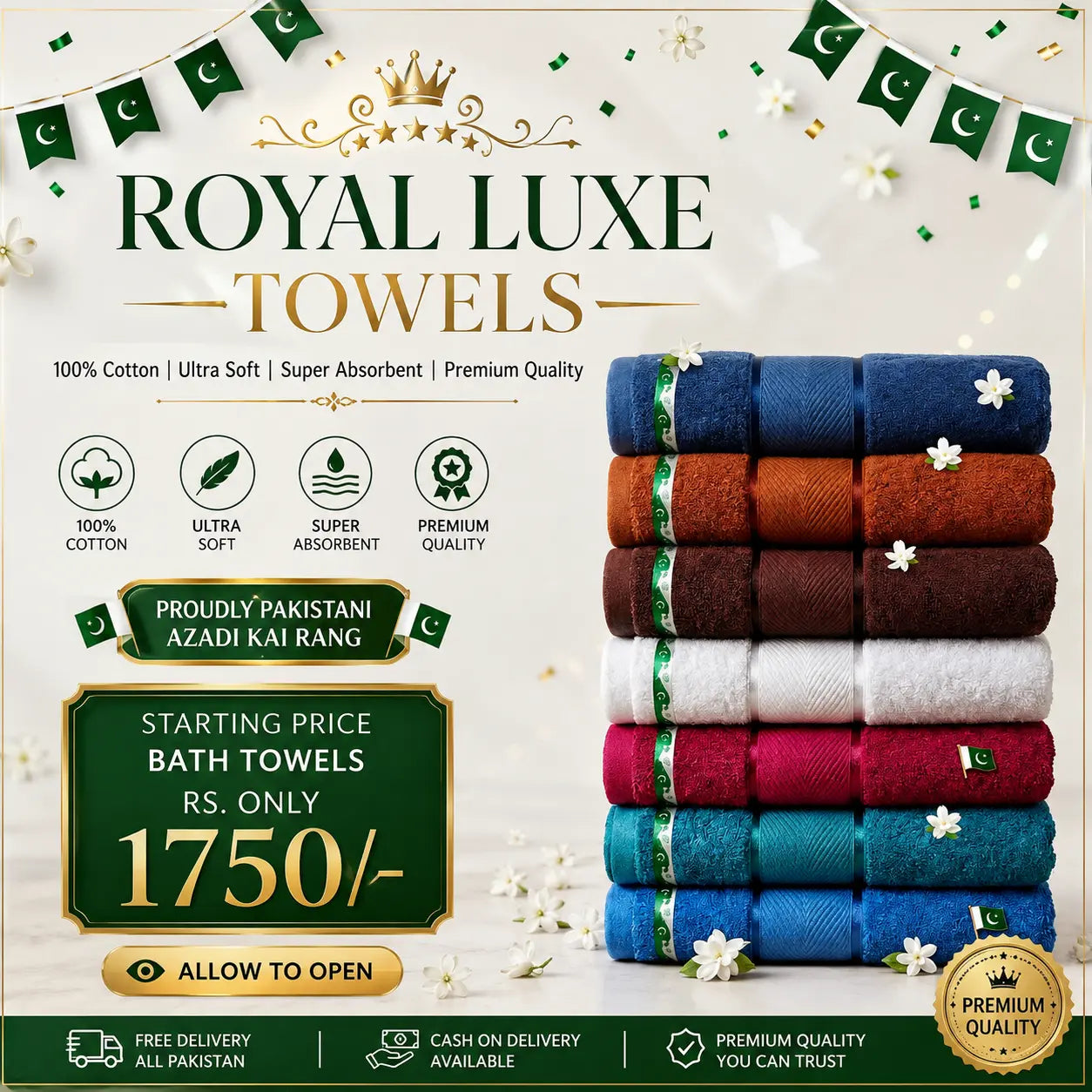 ROYAL LUXE TOWELS 100% Cotton | Ultra Soft | Super Absorbent | Premium Quality