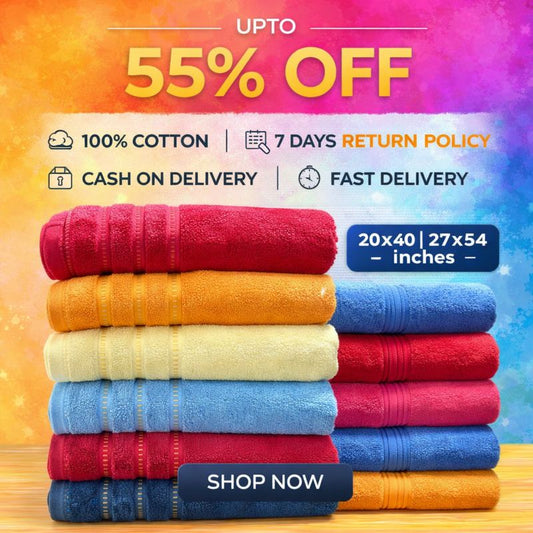 Fancy Border Soft Bath Towel  100% Cotton Material | Free Delivery