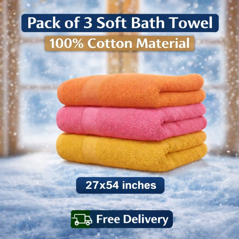 Combo Pack of 5 Soft Bath Towel  100% Cotton Material | Free Delivery