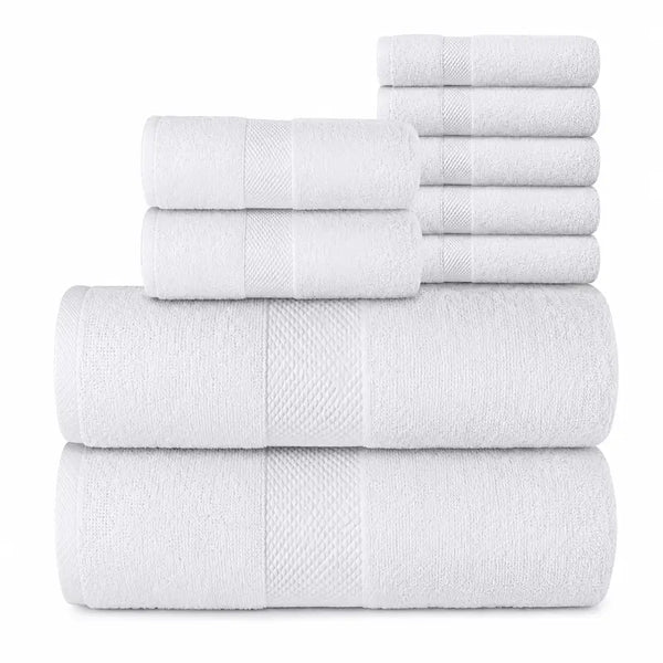 Araaishome Premium White Towels Set – 8 Pc | Soft & Ultra Absorbent