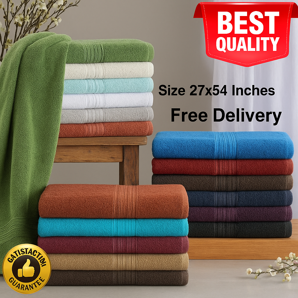 Extra Soft Premium Egyptian Cotton Bath Towel 27×54 – Highly Absorbent, Multicolor, Fine Fiber