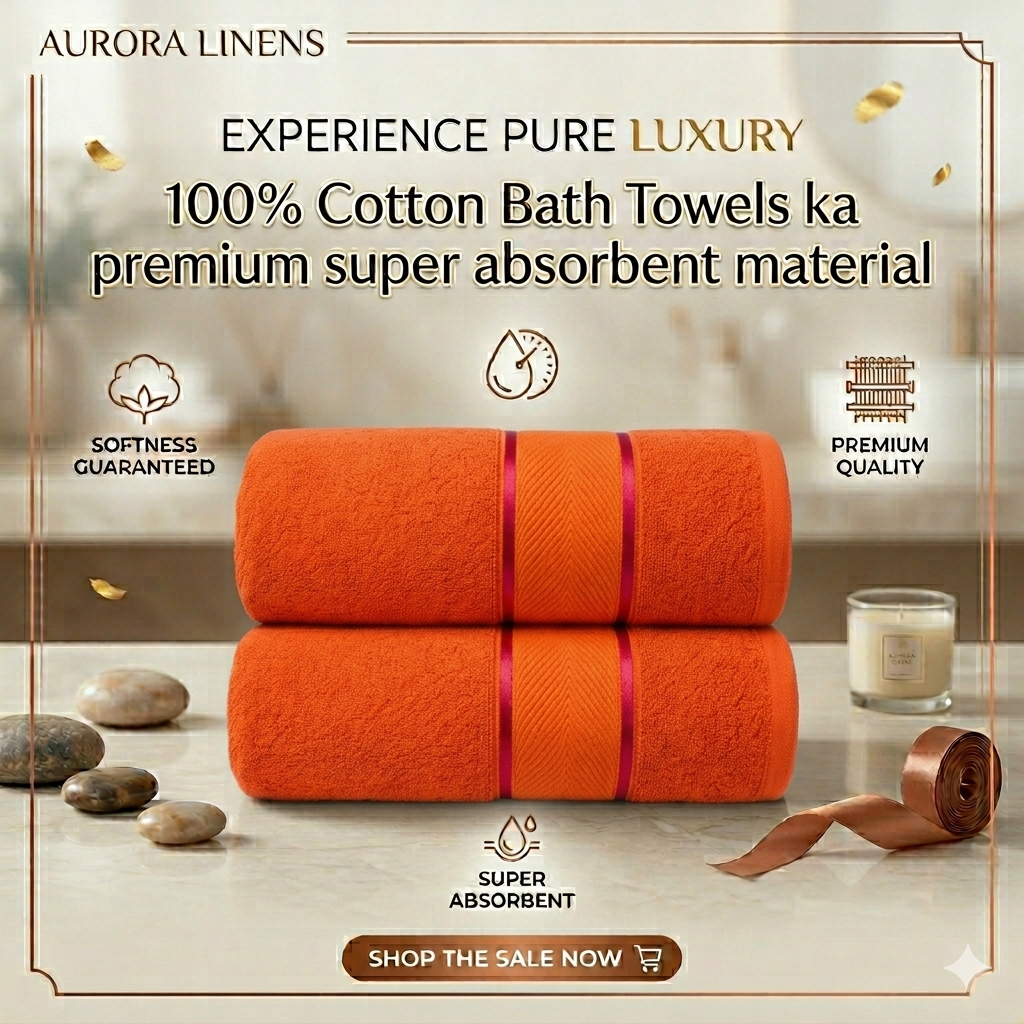 Soft Bath Towel 27x54Inches (650 GSM)  100% Cotton Material  Luxury Bath Sheet Towels for Bathroom