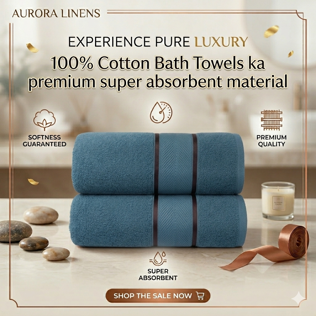 Soft Bath Towel 27x54Inches (650 GSM)  100% Cotton Material  Luxury Bath Sheet Towels for Bathroom