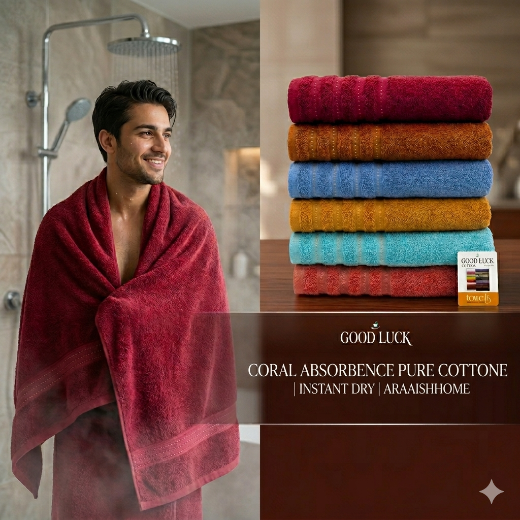 Premium 100% Cotton Bath Towel - Large Size 27x54 Inches - Ultra Absorbent & Soft
