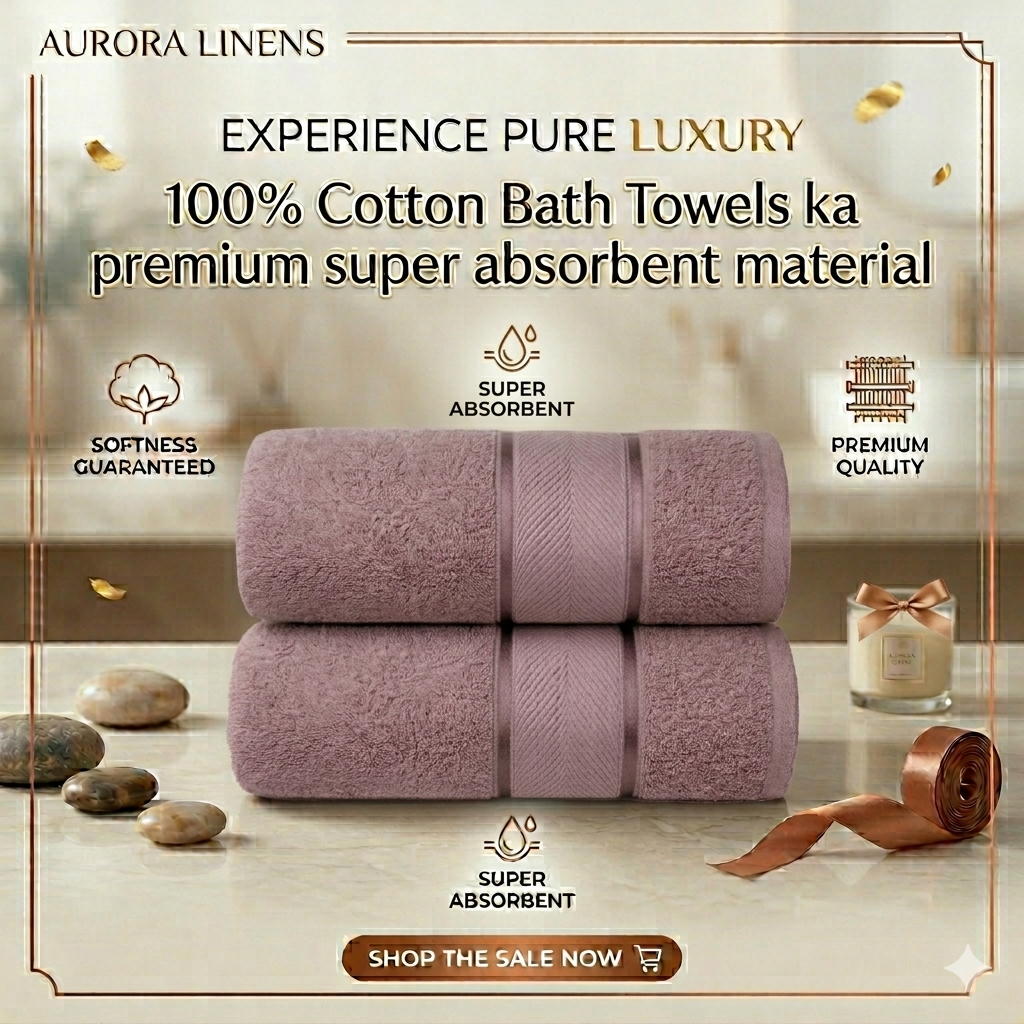 Soft Bath Towel 27x54Inches (650 GSM)  100% Cotton Material  Luxury Bath Sheet Towels for Bathroom