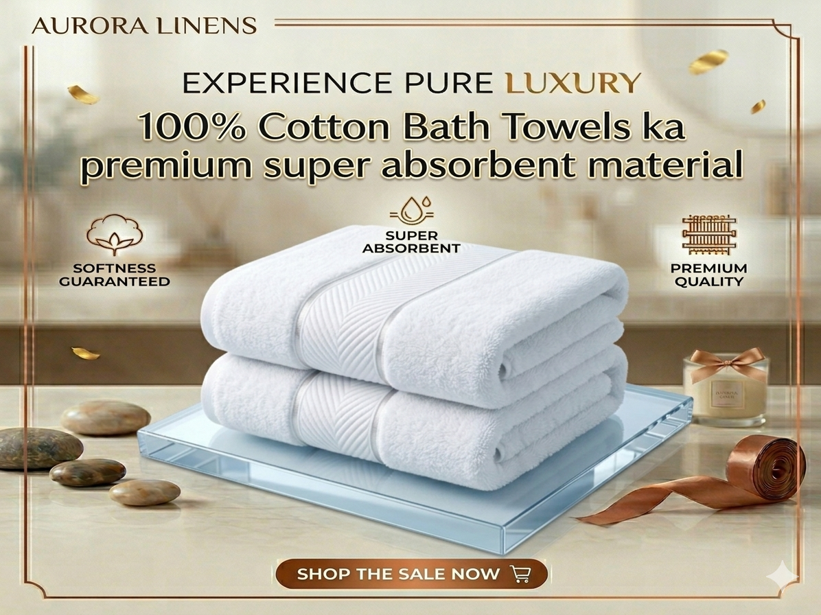 Soft Bath Towel 27x54Inches (650 GSM)  100% Cotton Material  Luxury Bath Sheet Towels for Bathroom