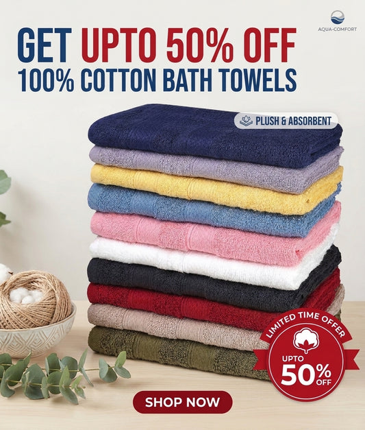 Premium 100% Cotton Bath Towels (27x54 Inches) – Ultra Soft & Absorbent | Allow to Open