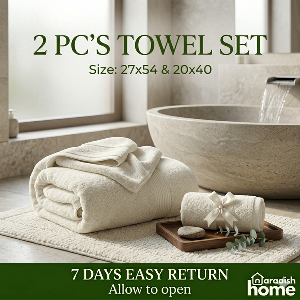 2 Pc's Bath Towels set Authentic Hotel and Spa Turkish Cotton  White Towel Set